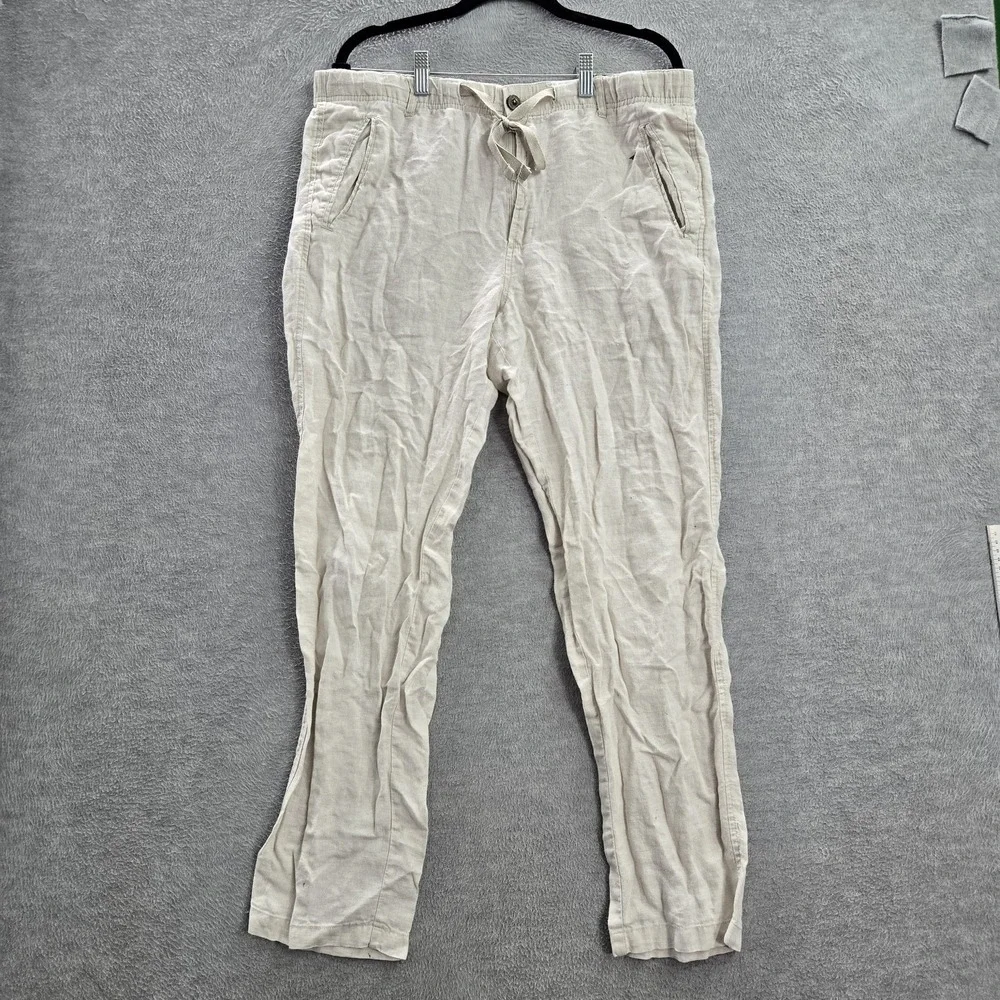 Tasso Elba Island Men Pants L Beige Linen Casual 29